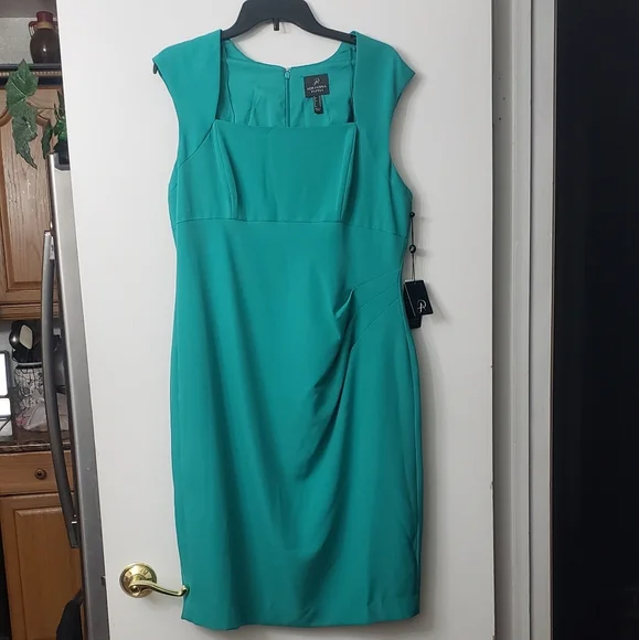 adrianna papell pleated sheath dress Adrianna Papell Womens 14P Plum Pleated Sheath Dress Petite Cocktail